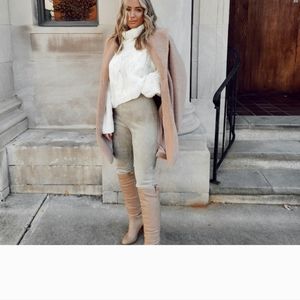 Sage green suede leggings